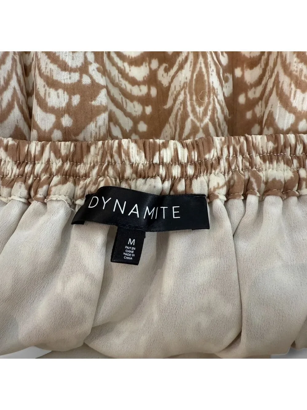 Dynamite Pleated Damask Mini Skirt Womens Medium White Tan Lined - Picture 7 of 11